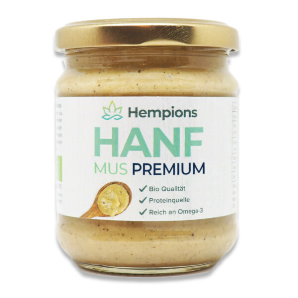 Hanfmus Premium, Alternative zu Nussmus, in 175 g Glas